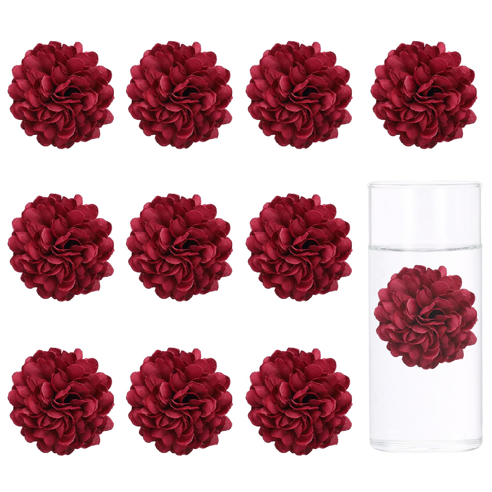 sourcing map 12Pcs Floating Flowers for Centerpieces, 2"x2" Burgundy