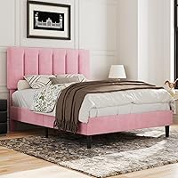 Vista 30 de VECELO - Base de cama tamaño individual con cabecera tapizada, plataforma con soporte de listones de madera de alta resistencia, no necesita somier