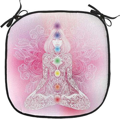 Miniatura 117 de Lunarable Cojín retro para silla, mujer con cabello, letrero de victoria con burbujas de discurso, inspirado en arte pop, acolchado de asiento para