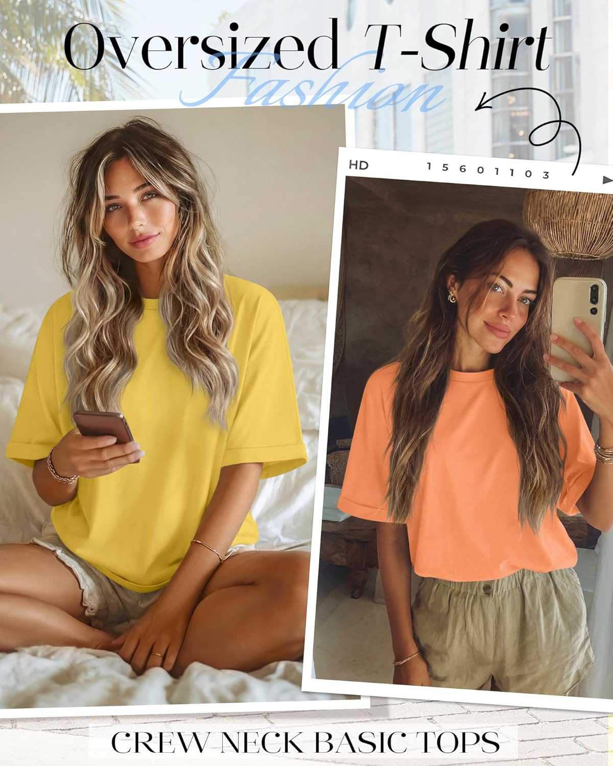 Riyiper 3 Pack Women's Oversized T-Shirt Half Sleeve Summer Tees Casual Loose Fit Crew Neck Basic Tops - Image 4