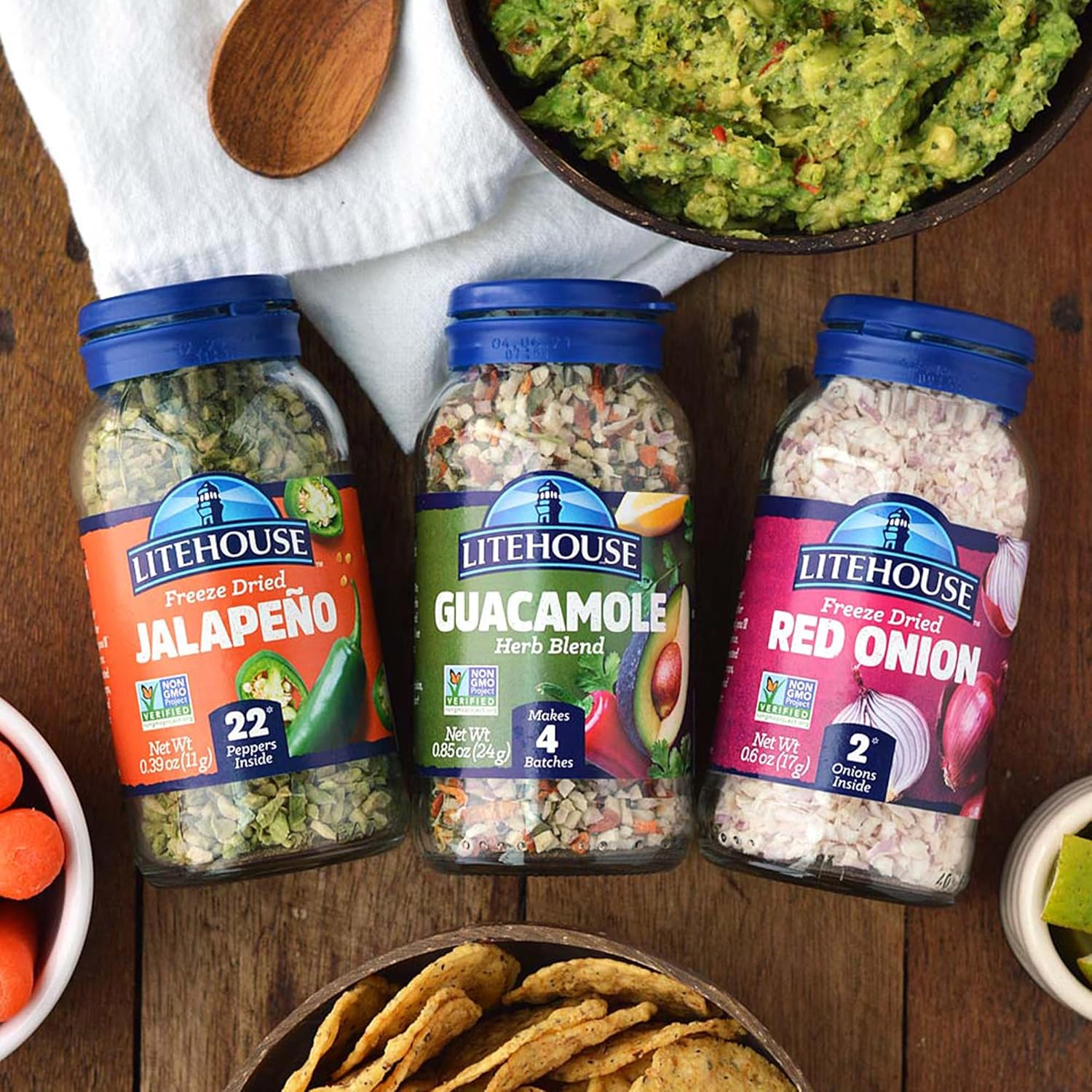 Litehouse Freeze Dried Red Onion - Substitute for Fresh Red Onion, Jar Equal to 2 Red Onion Fresh, Organic, Red Onion Seasoning, Non-GMO, Gluten-Free - 0.60 Ounce 6-Pack