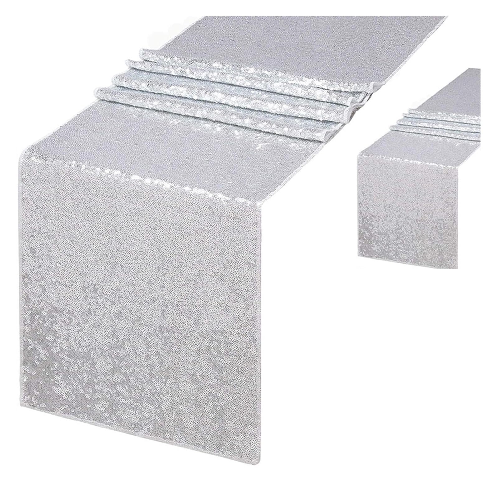 Disco Table Runner Glitter Sequin Table Runner Wedding Dining Decorations For Shower Girl Birthday Party Sparkling(Silvery,30x275cm)