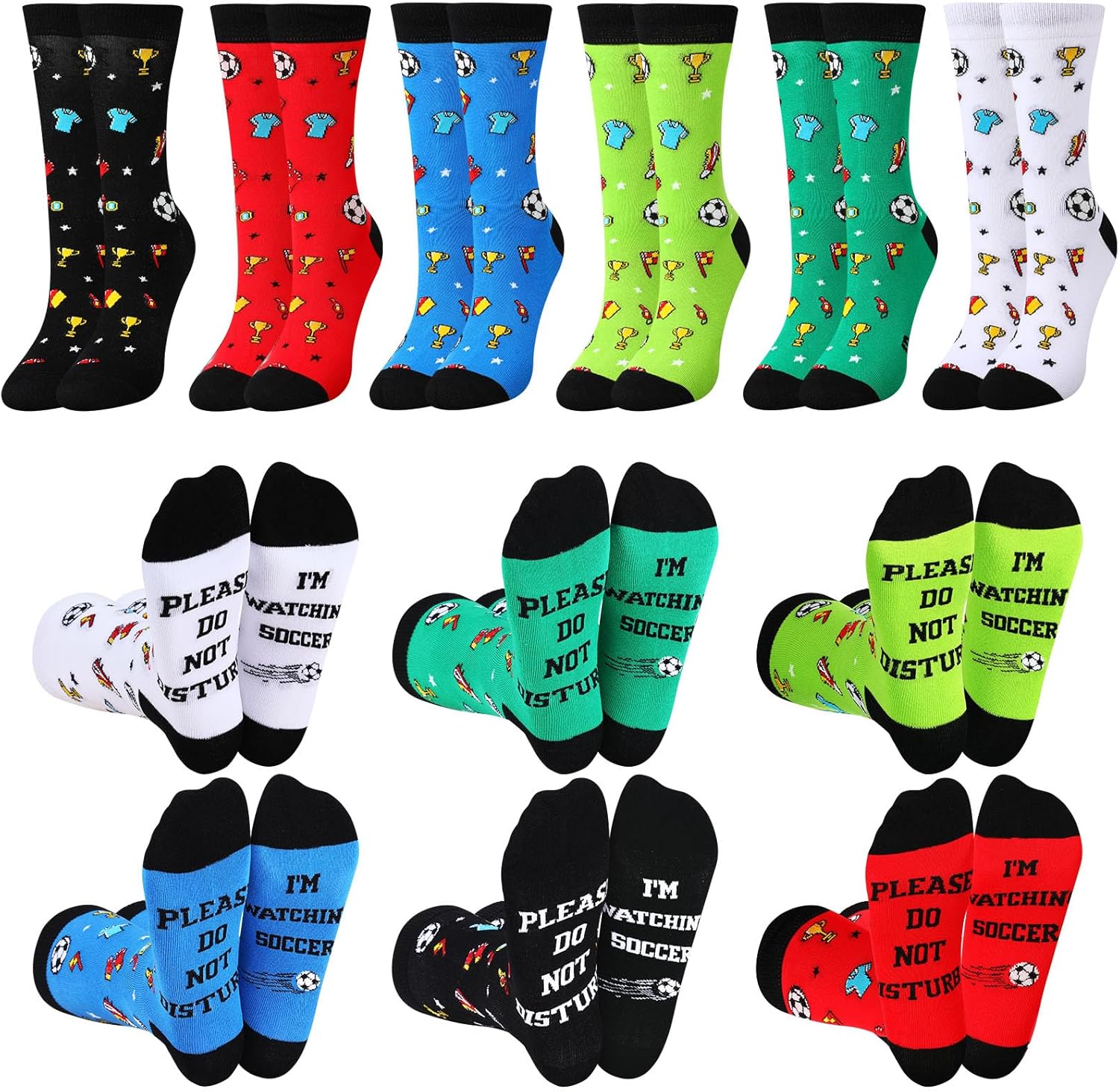 Shinymoon 6 Pairs Novelty Soccer Socks Please Do Not Disturb Football Socks Casual