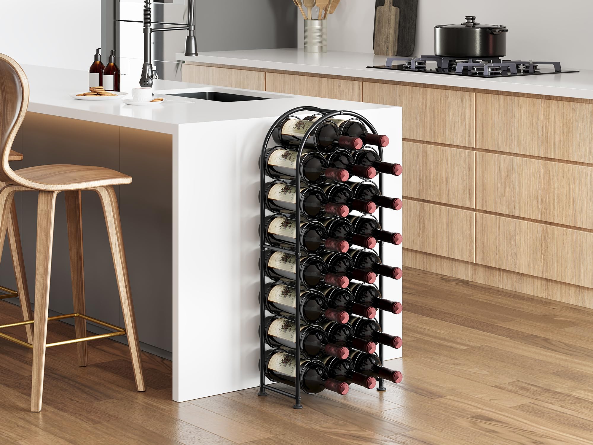EasyPAG Metall 23 Flaschen Weinregal Freistehend Weinhalter Weinablage Weinständer Wein Halterung Wein Aufbewahrung Regal Getränkeregal Bodenstehend für Küche,Schwarz