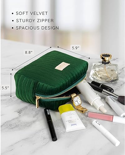 Miniatura 3 de Benevolence LA Bolsa de maquillaje grande de terciopelo de felpa para viajes, bolsa de cosméticos, organizador de artículos de tocador para mujer,