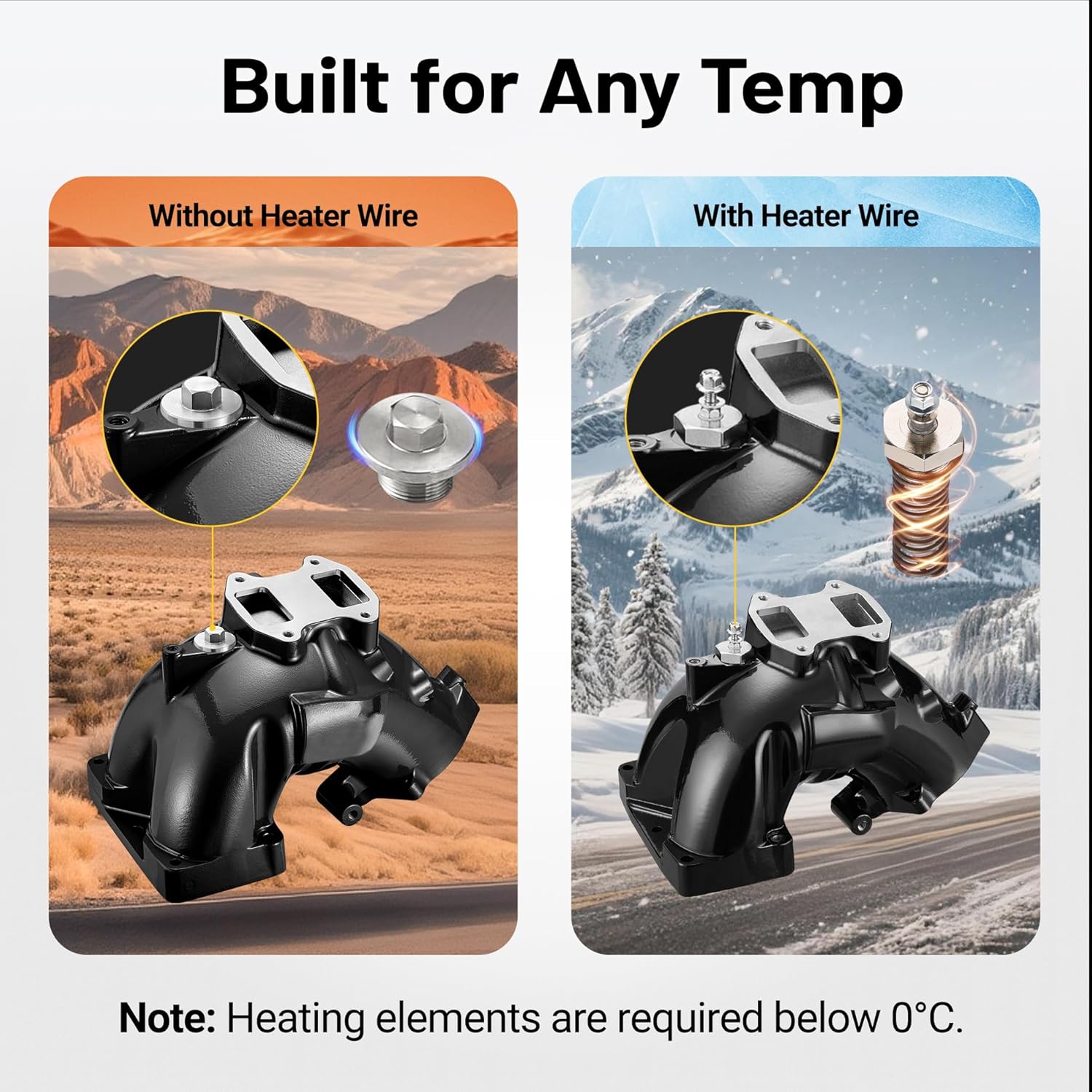 Intake Manifold Kit for 6.7L Cummins 2019-2024 Ram 3500 4500 5500 (Chassis-Cab) Engine Air Intake Horn Kit with Grid Heater Upgrade & Heating System, Black