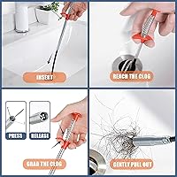Vista 4 de Removedor de obstrucciones de drenaje de 35.5 pulgadas (1 unidad), removedor de pelo de serpiente de drenaje de 25 pulgadas (6 unidades) y cepillo