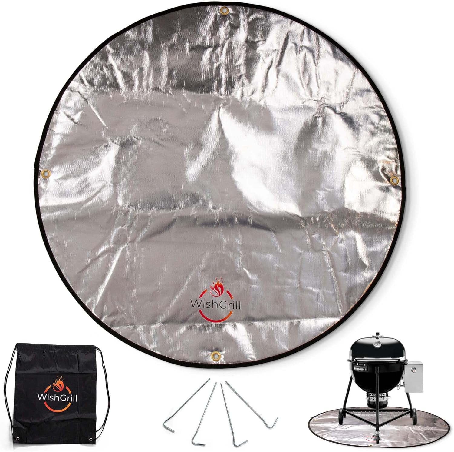 WishGrill 36" Round Fire Pit Mat with 4 Fixing Nails,3