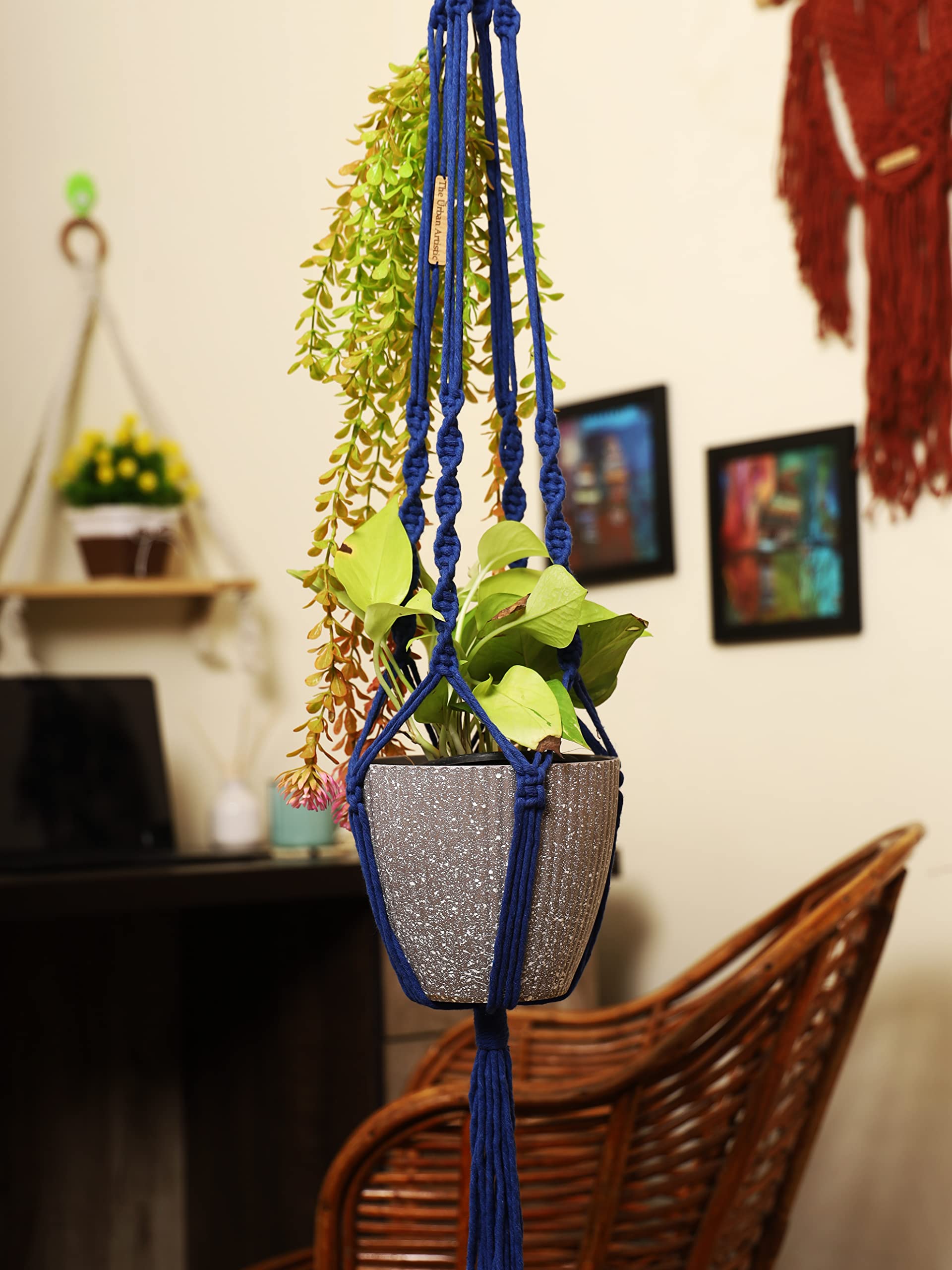 THE URBAN ARTISTIC Macrame Plant Hangers [without Pot] | Flower Pots Holder | Indoor Plant Hangers | Cotton Plant Hanger | Pack of 1 (for 7-9 inch pot) (B0C6MPW168) Amazon Price History, Amazon Price Tracker