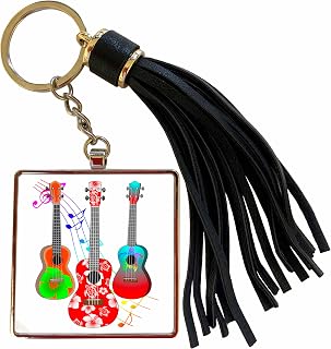 3dRose Three island style ukuleles for any tropical island music lover. Tassel Key Chain