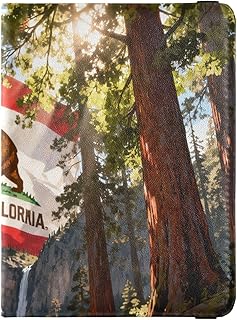 California Flag with Safari Scene Passport Book Holders Must Haves Travel Accessories Card Case for Men/Women PU Leather with Vaccine Card Slot
