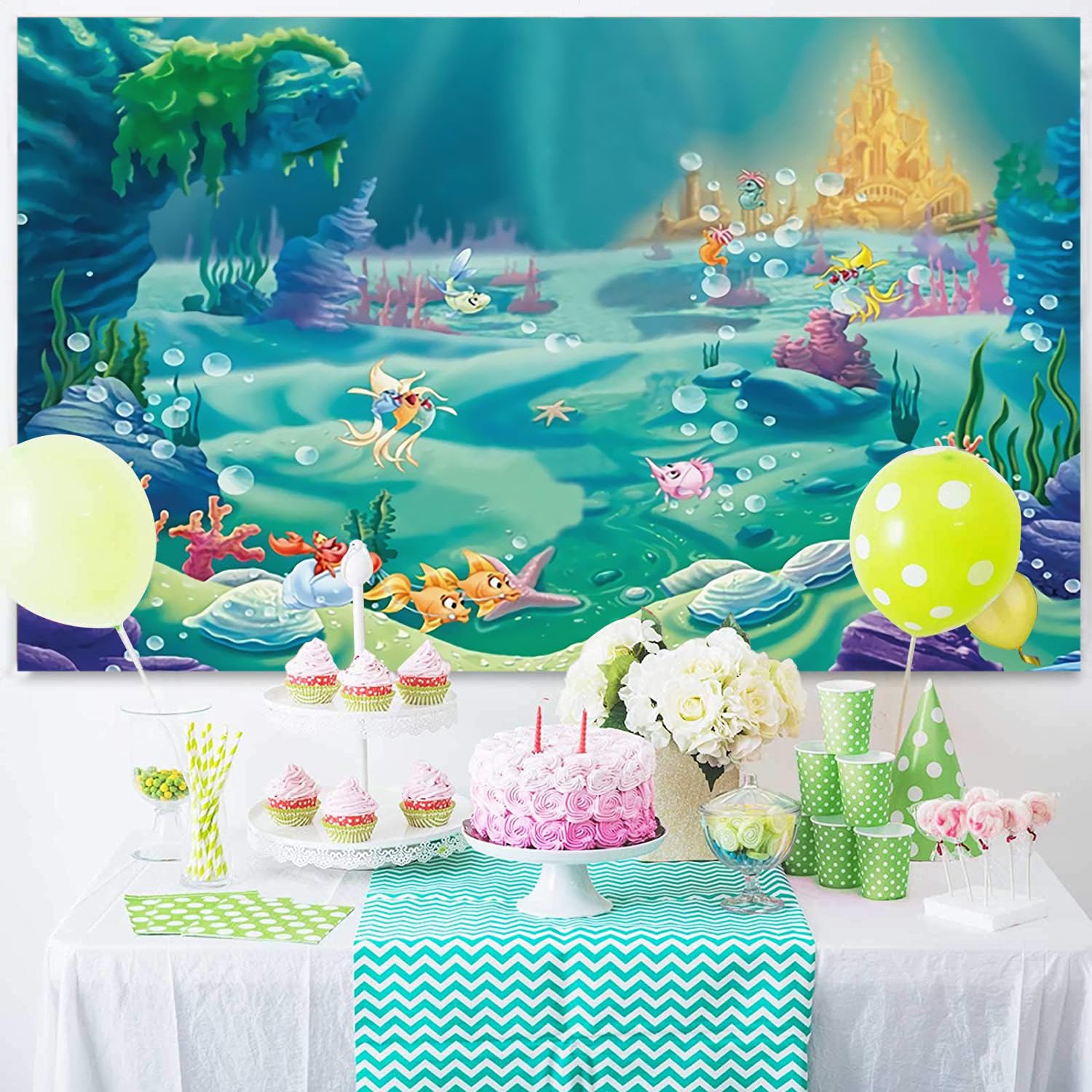 Mermaid Birthday Party Decor Under The Sea Backdrop - 5x4ft Ocean ...