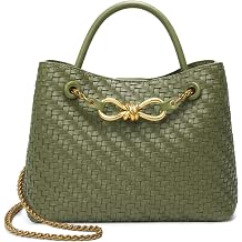 Small Woven Leather Bag Tote Shoulder Handbag Top Handle Purses with Adjustable Straps