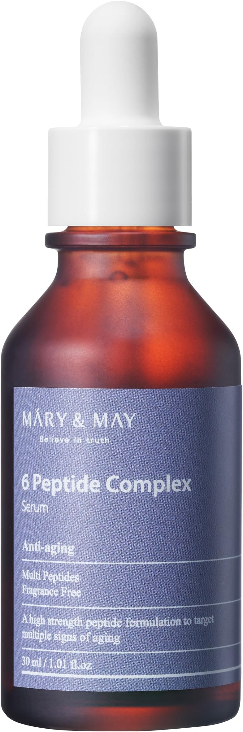 Mary&May 6 Peptide Complex Serum - Advanced Wrinkle Improvement with Firming and Lifting Effects - Korean Skincare - Fragrance Free, Hypoallergenic, Quick Absorbing, 30ml