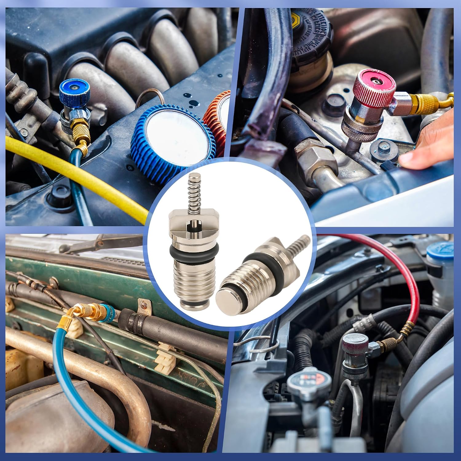 KIMISS 50Pcs Car Air Conditioner Valve Core A/C R134 Refrigeration Schrader Valve Cores High Pressure Valve Cores Automotive Air Conditioning Refrigeration Tire Valve Stem for R134 Series