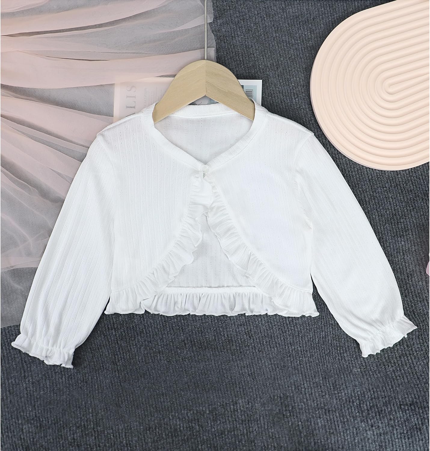 Little Girls' Long Sleeve Knitted Bolero Baby Kids Button Closure Shrug Sweaters Cover Up Jacket Tops