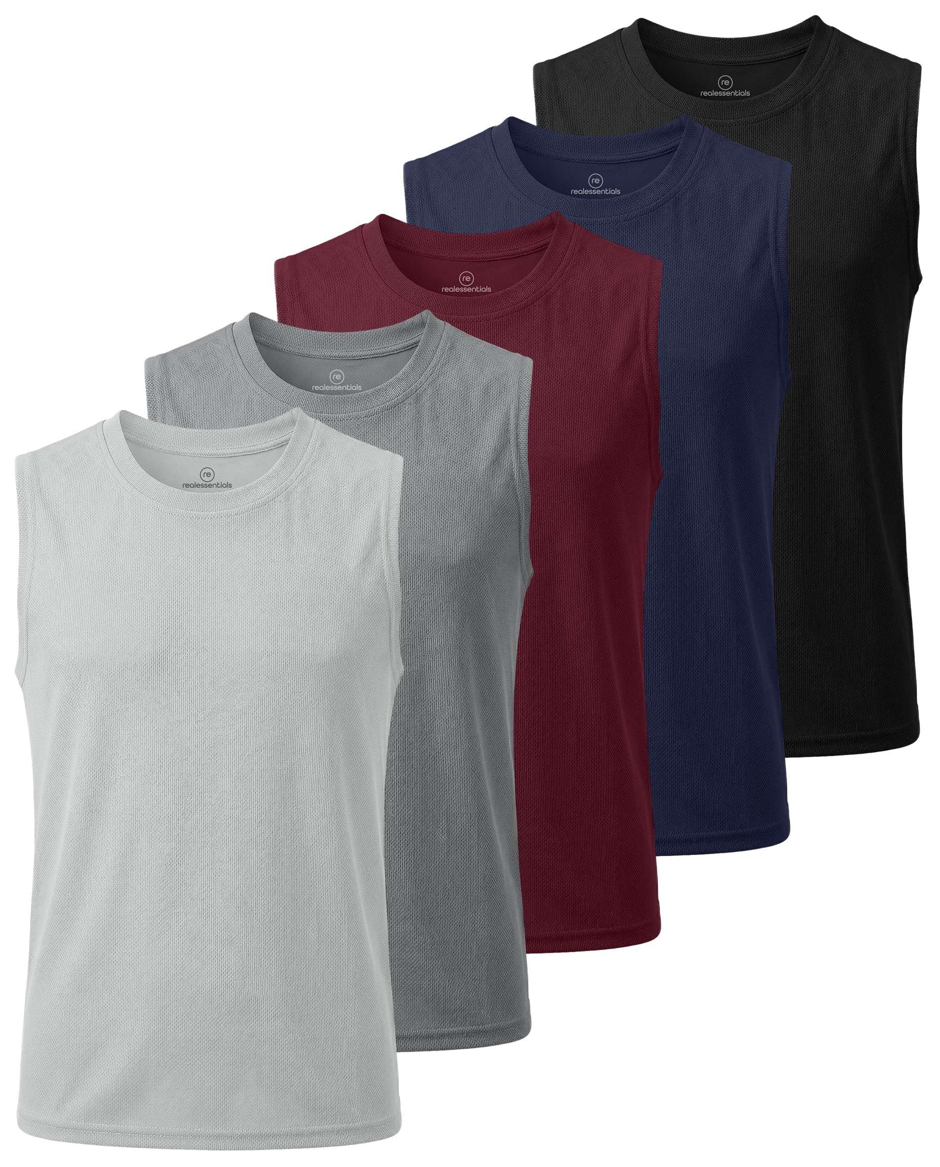 5 Pack Boys' Mesh Tank Tops Dry Fit Athletic Sleeveless Shirts Teen Kids