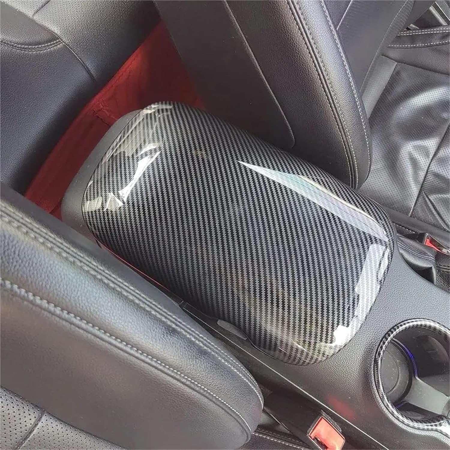 Car Seat Accessories ABS Center Console Armrest Lid Box Carbon Fiber Cover for Ford Mustang 2015-2024 Car Latch