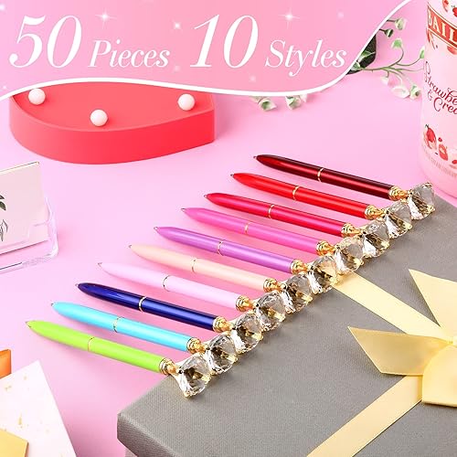 Miniatura 8 de Yahenda 50 bolígrafos de diamantes para despedida de soltera, bolígrafo de tinta negra a granel, de metal brillante, regalos con diamante en la