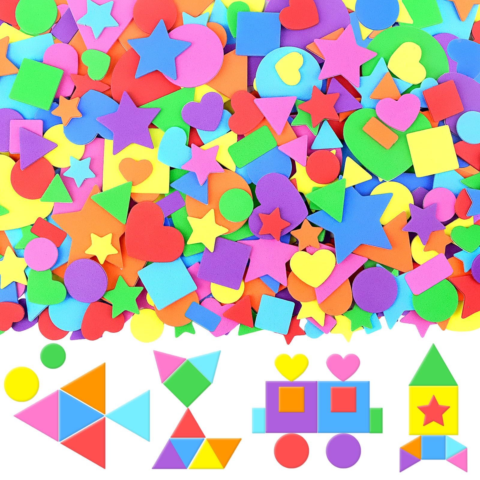 810Pcs Foam Stickers Foam Shape Stickers Colorful Self Adhesive,Dark Color