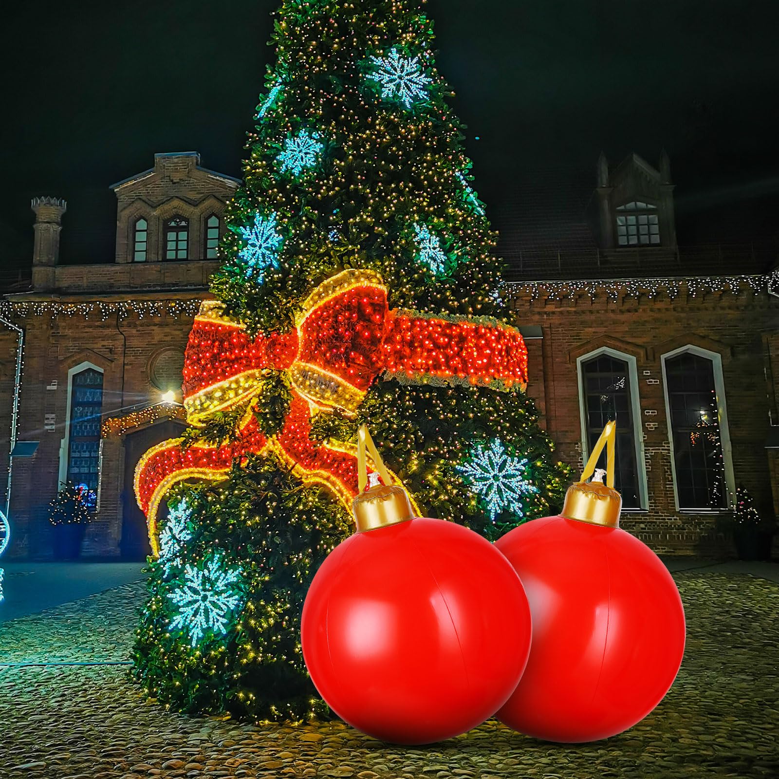 Jetec 2 Pcs 30 Inches Giant Inflatable Christmas Ball Large PVC Balls ...