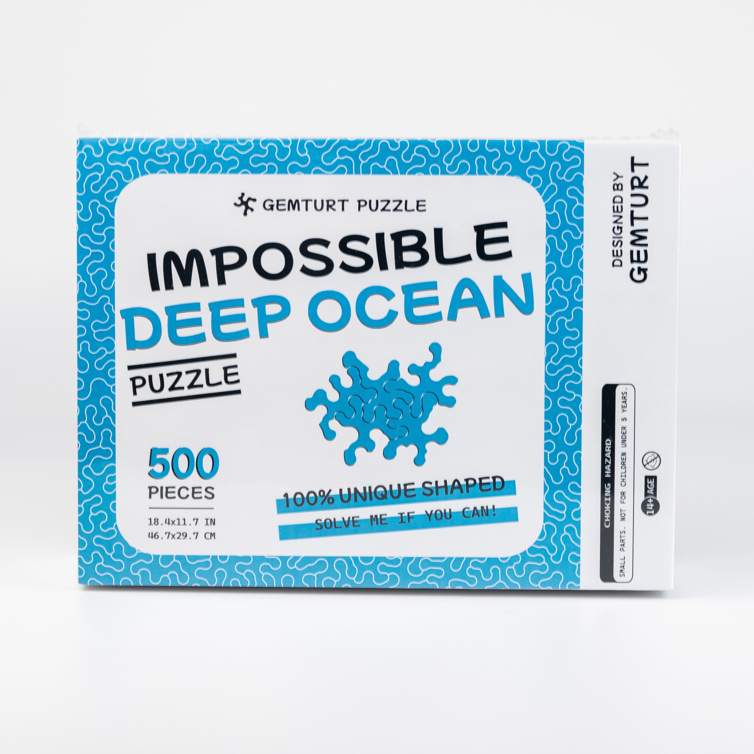 GEMTURT PUZZLE Impossible Deep Ocean - Unique Jigsaw - Blue Transparent Acrylic 500 Pieces Non-Repeat Shape - Difficult for Adults - Clear Hard Interest by