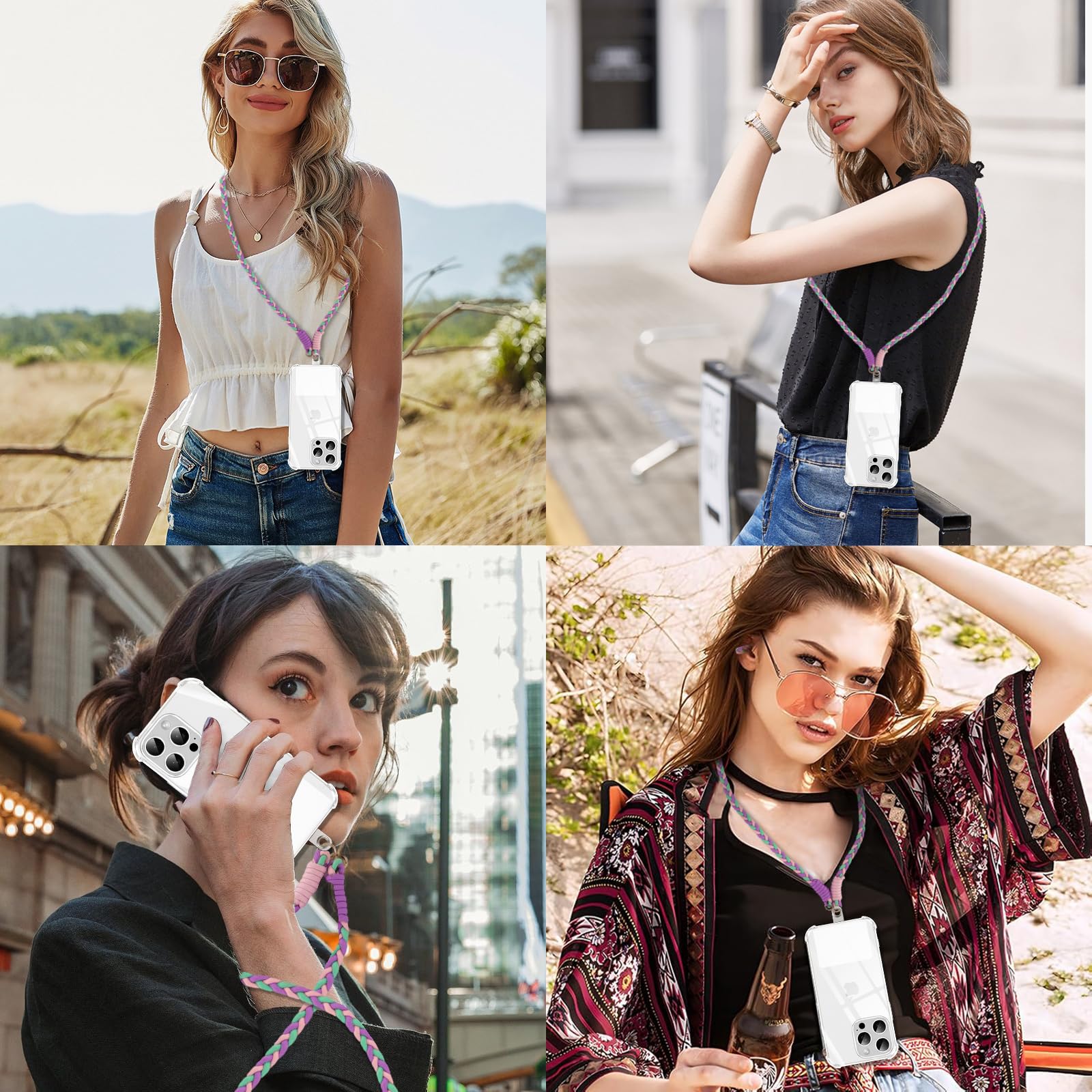 Handykette Universal zum Umhängen Handyband Kordel Kette für aus Nylon, Kompatibel mit jedem Handy und Smartphone,Phone Lanyard + 1 Stück Pad