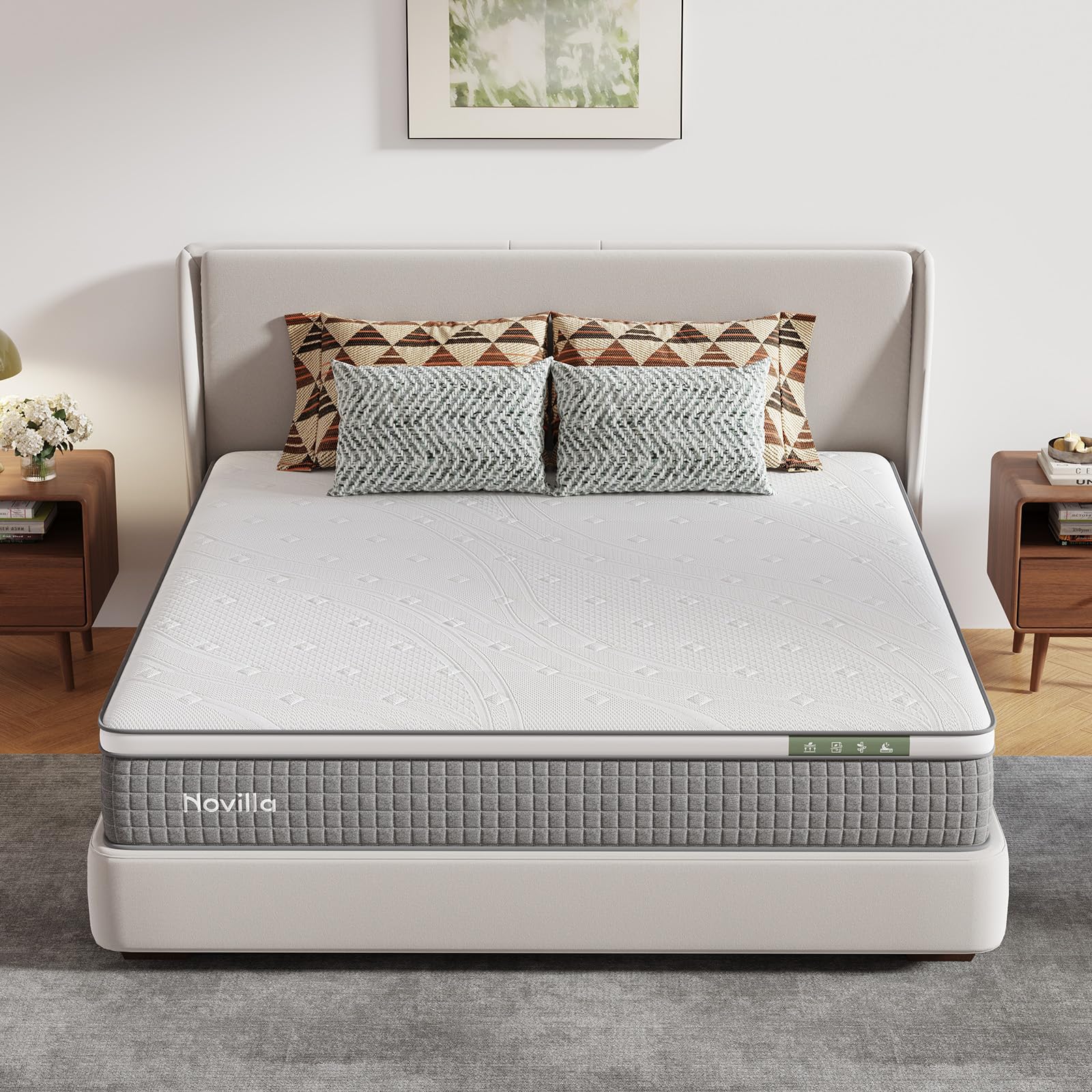Novilla 12 Inch XL Twin Mattress,Twin XL Hybrid Mattress with Gel Memory Foam,Pocketed Coils & Nylon Cooling Fabric for Targeted Support Zones & Spinal Alignment Mattresses in a Box for Kids