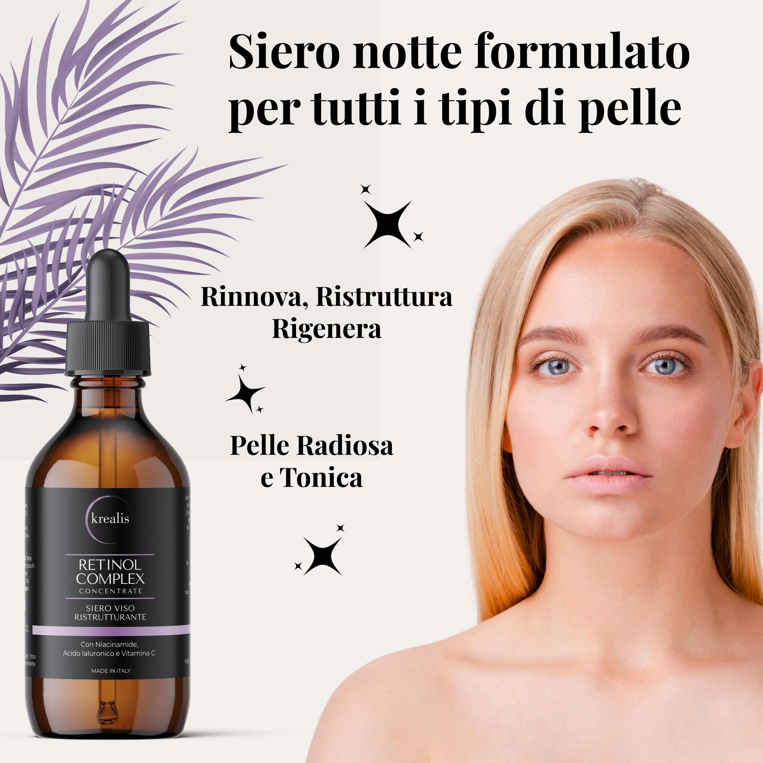 100ml - Retinolo Viso Completo con Niacinamide, Acido Ialuronico e Vitamina C, Siero Retinolo Idratante, Siero Viso, Antirughe, Antimacchia