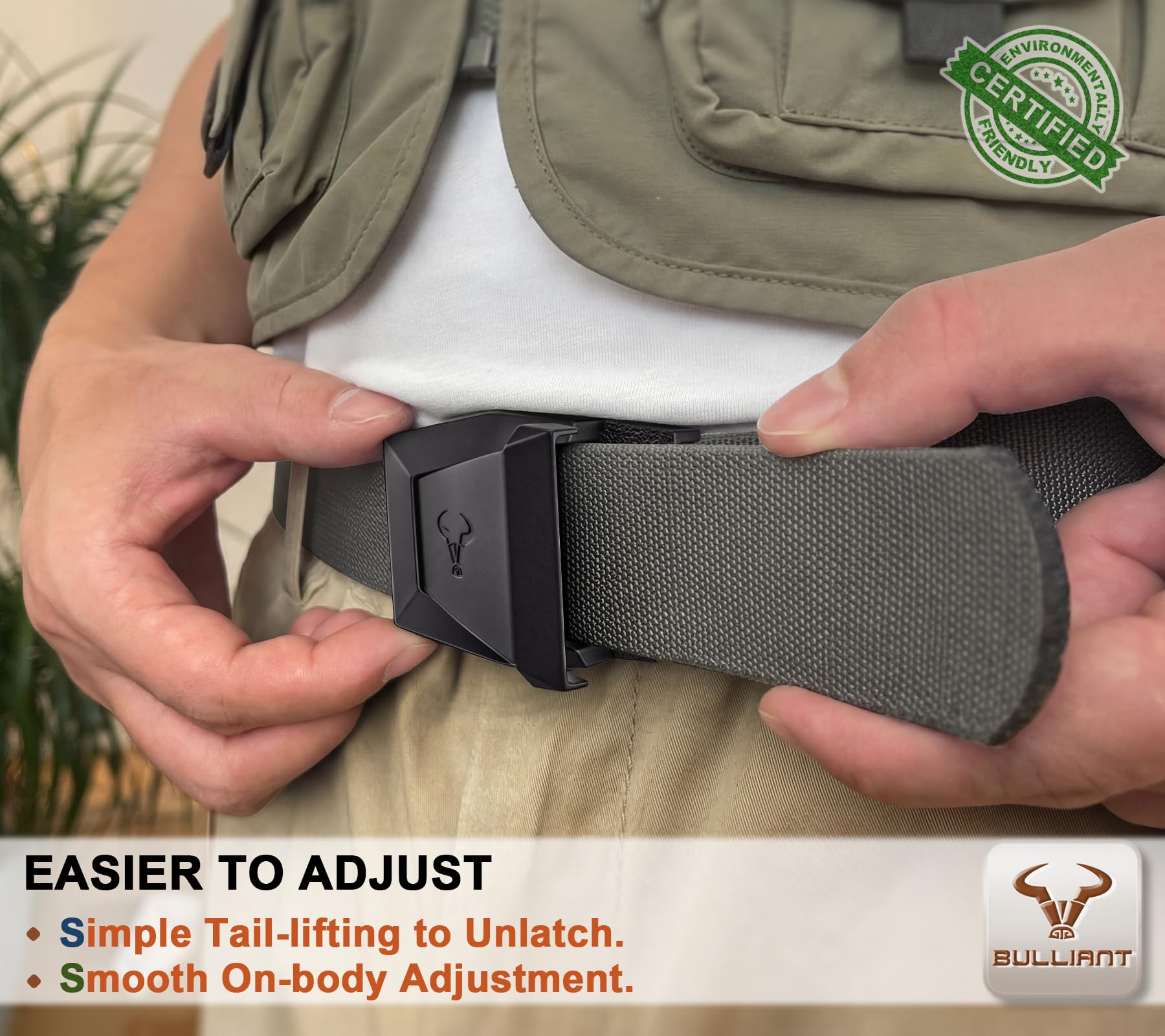 BULLIANT Men Belt 2 Pack,Nylon Web Holster Belt Stretch for Gift Men Outdoor Work Sports Hunting Hiking,Quick Release