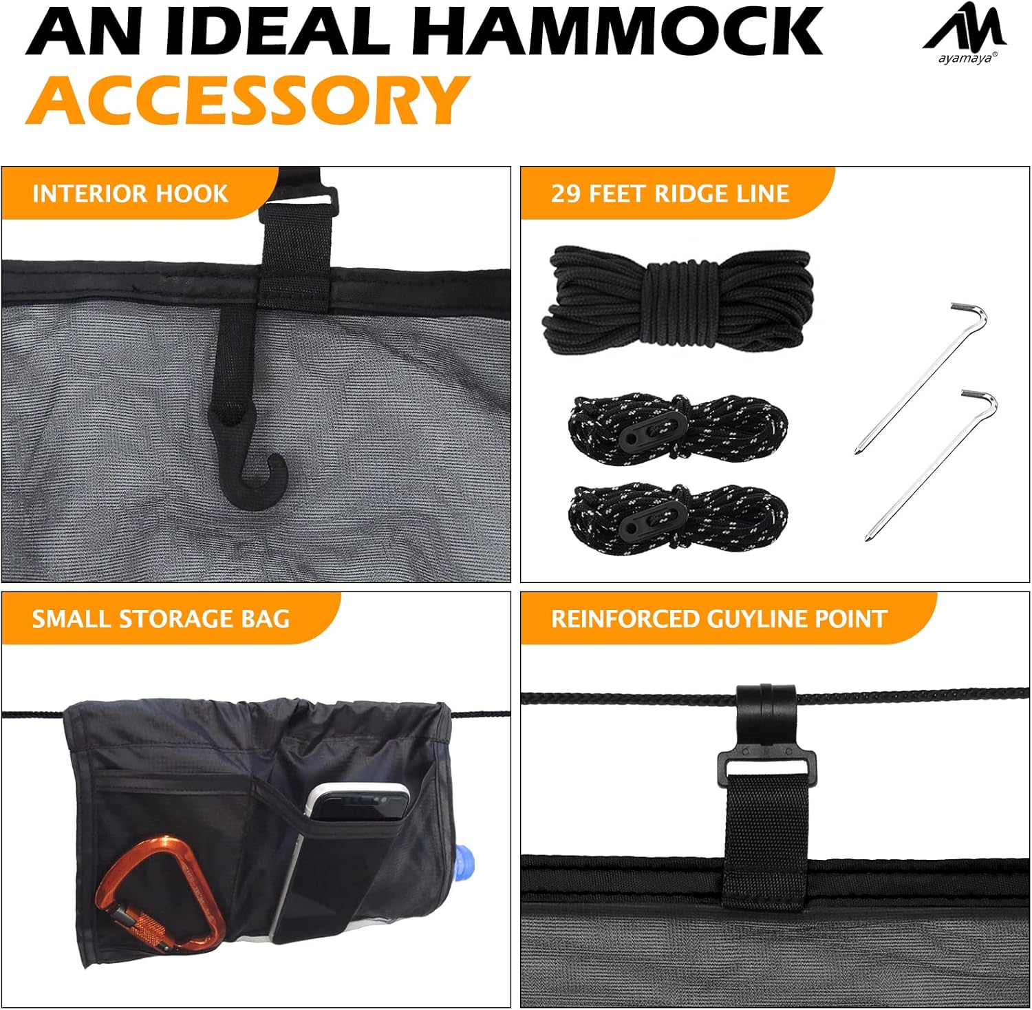 AYAMAYA Hammock Bug Net - 11.5ft Superfine Mosquito Net for Hammocks,w/Double-Sided Zipper, Lightweight Portable Hammock Netting,Fast and Easy Set Up, Fits All Camping Hammocks : Patio, Lawn & Garden
