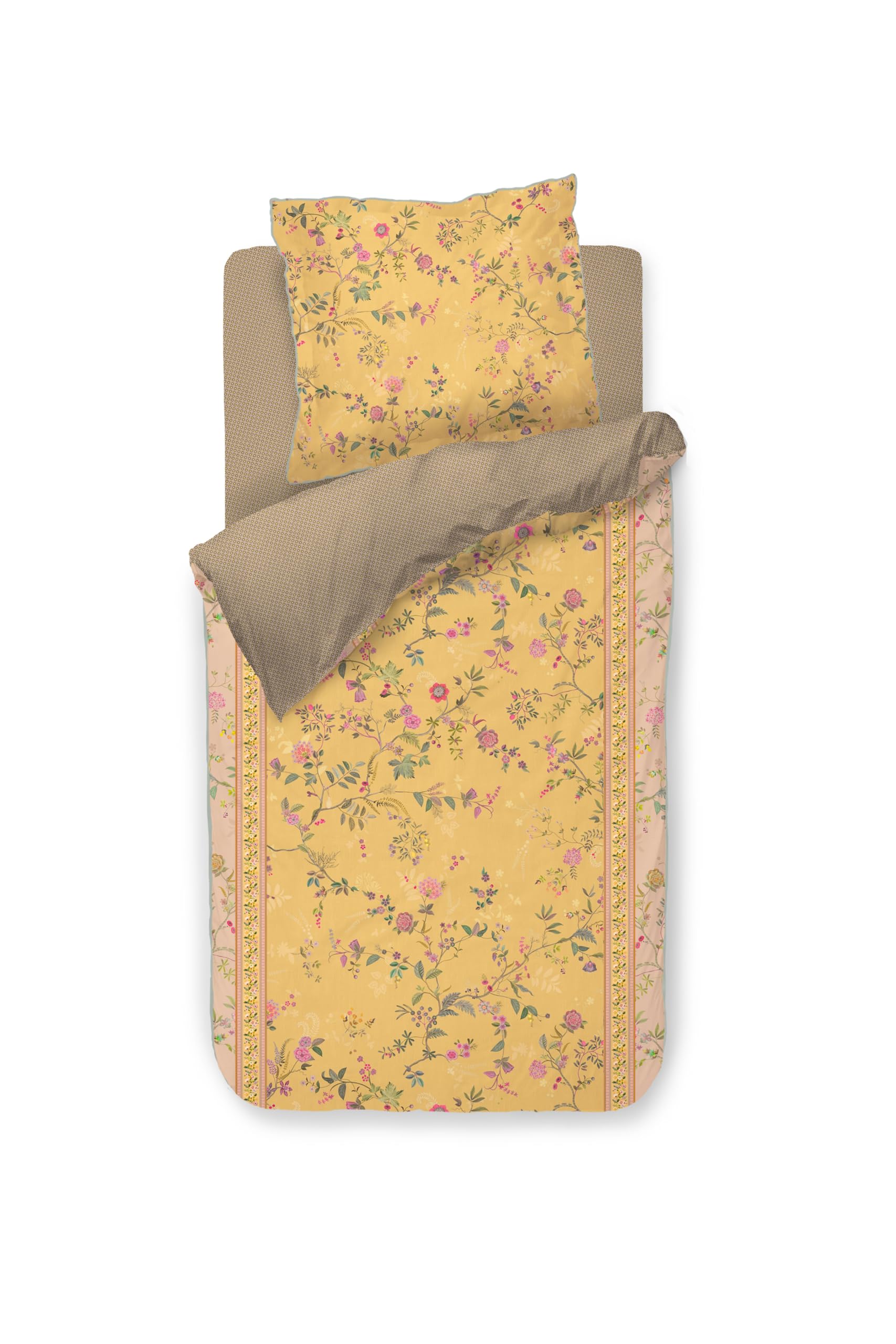 Pip Studio Bodhi Flower bettwäsche-Set 2 TLG. - 155 x 220 cm - Gelb - Baumwolle - mit Reißverschluss