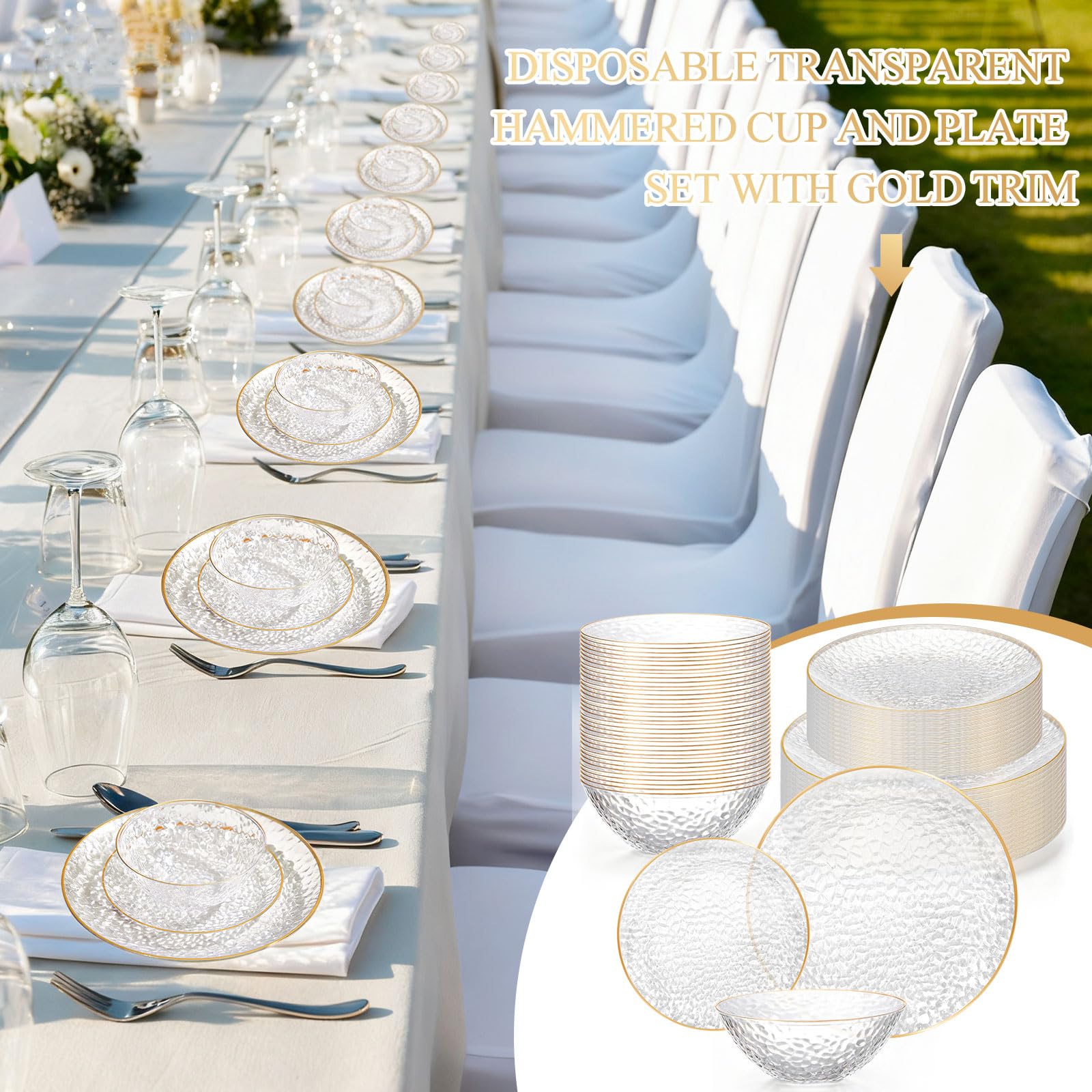 Havawish 90 Pcs Clear Plates & Bowls - 30 Guests -5