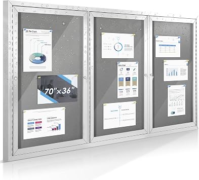 SWANCROWN 70x36 in Outdoor Bulletin Board Wall Display Board, Grey Felt