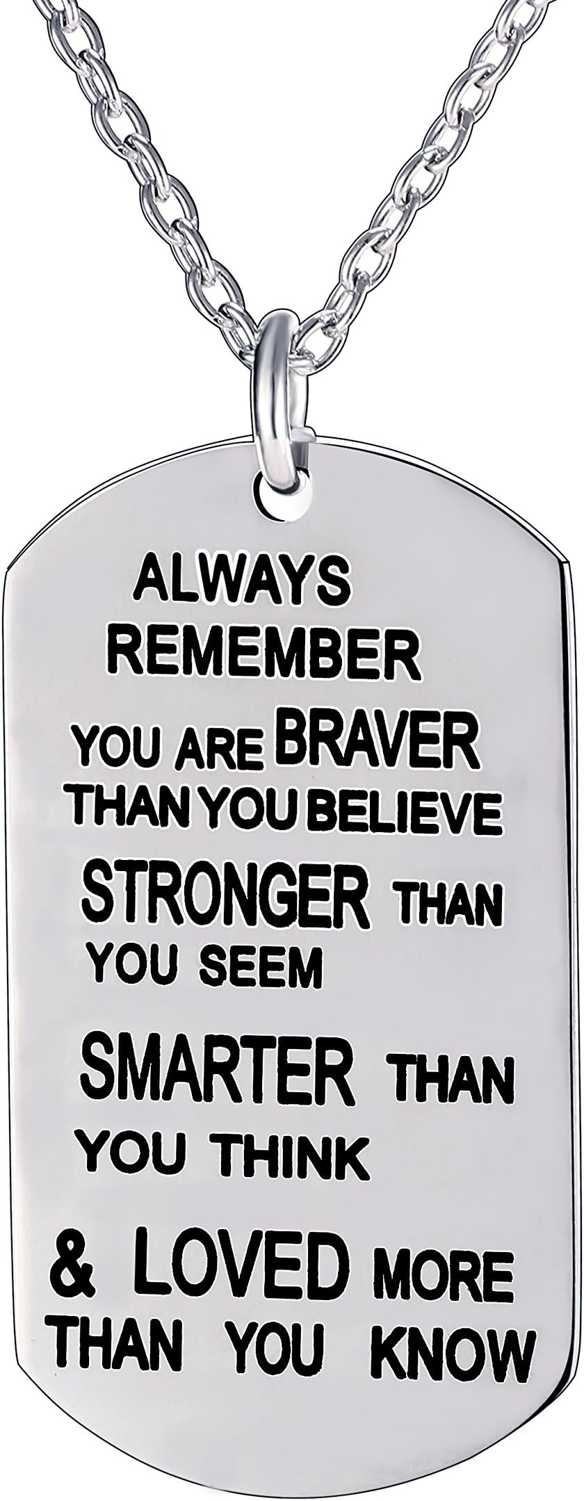 lauhonmin Always Remember You Are Braver/Stronger/Smarter Than You Think Pendant Necklace Family Friend Gift Unisex