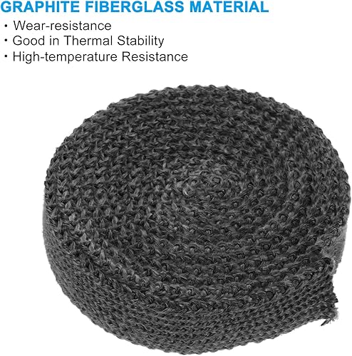 Miniatura 4 de PATIKIL Junta de estufa de madera de 1 x 18 x 73 pulgadas, 2 cuerdas planas de fibra de vidrio de grafito para estufas y puertas de chimenea, color