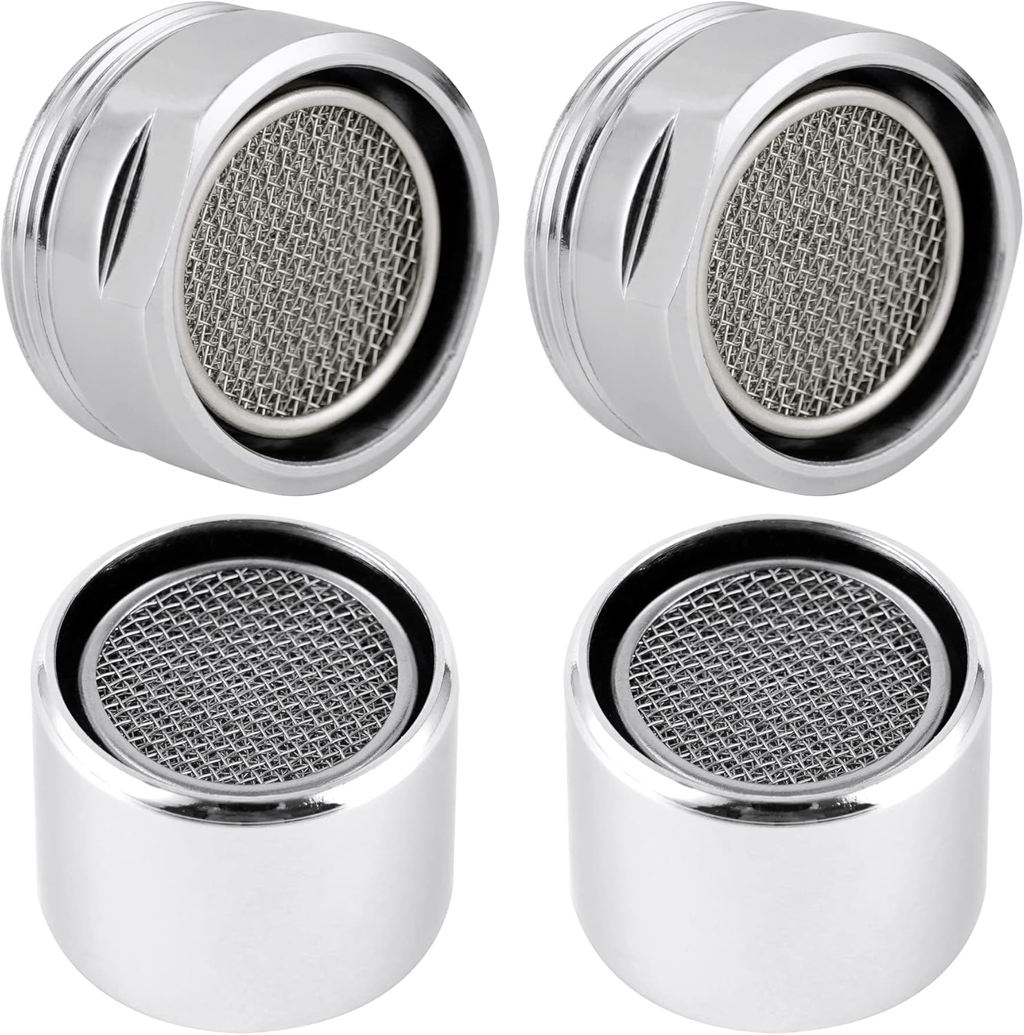 iFealClear 4 Pack Faucet Aerator, Stainless Steel Kitchen Sink Faucet Aerator Adapter with Metal Shell, Male and Female Thread Water-conserving Bathroom Filter with Gasket, Chrome