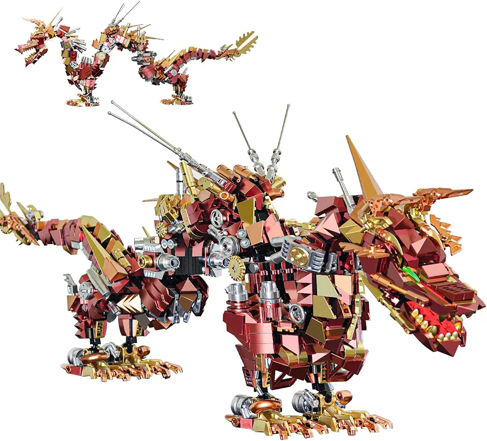 Mechanical Dragon Building Set for Adults,Animal Dragon Model for Home Decor,Construction Building Block Toy,Creative Gift for Teens 14+