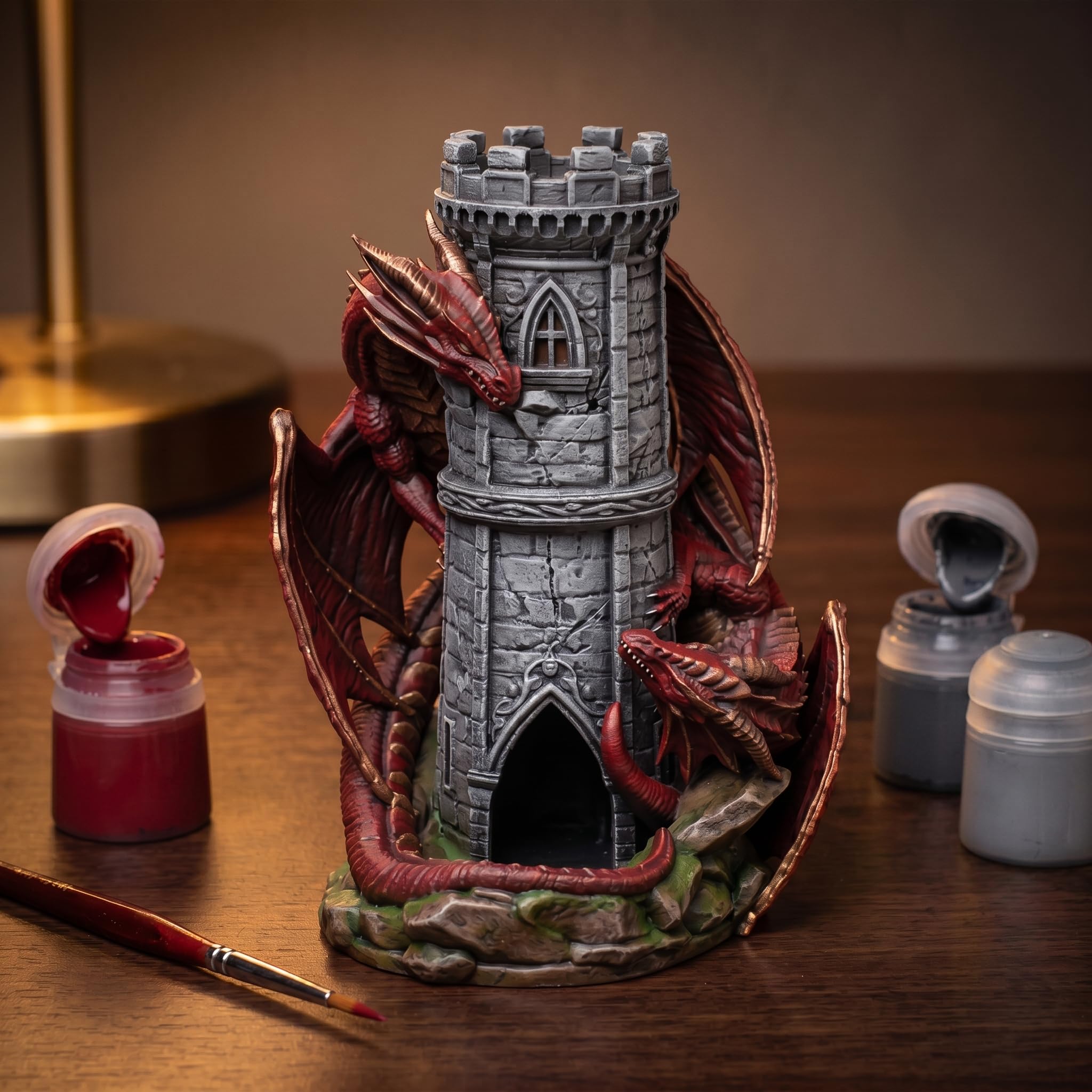 Drachen Würfelturm für Würfel bis 25mm | DND Dragon Dice Tower Made in Germany | Tabletop Rollenspiel Pen & Paper DSA Fantasy Deko | unbemalt zum Bemalen | Geschenkidee Spielleiter