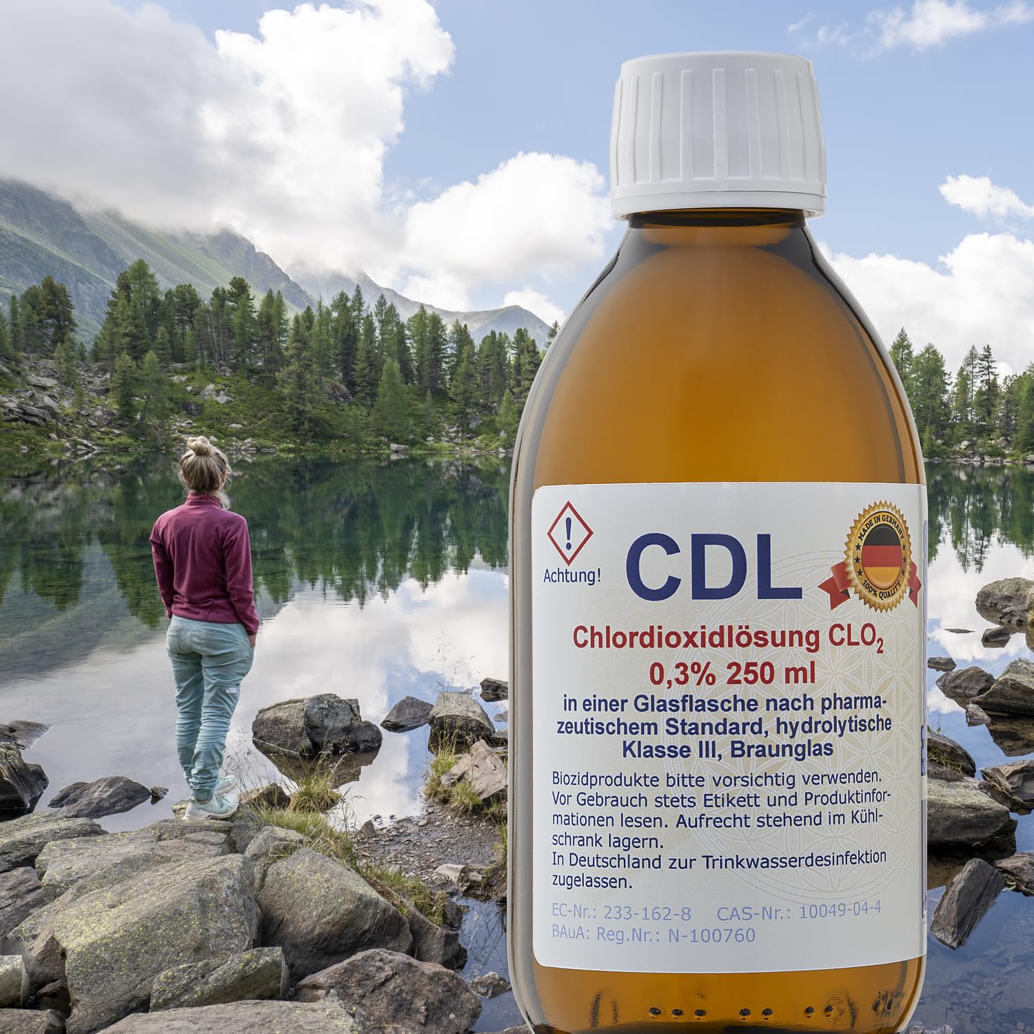 Ittermann CDL/CDs Chlordioxidlösung 0,3% 250ml für Wasserdesinfektion - Chlordioxid Tropfen mit Pipette für Wasseraufbereitung, CDs/CDL Lösung für Trinkwasseraufbereitung, Wasser Desinfektion Gelb