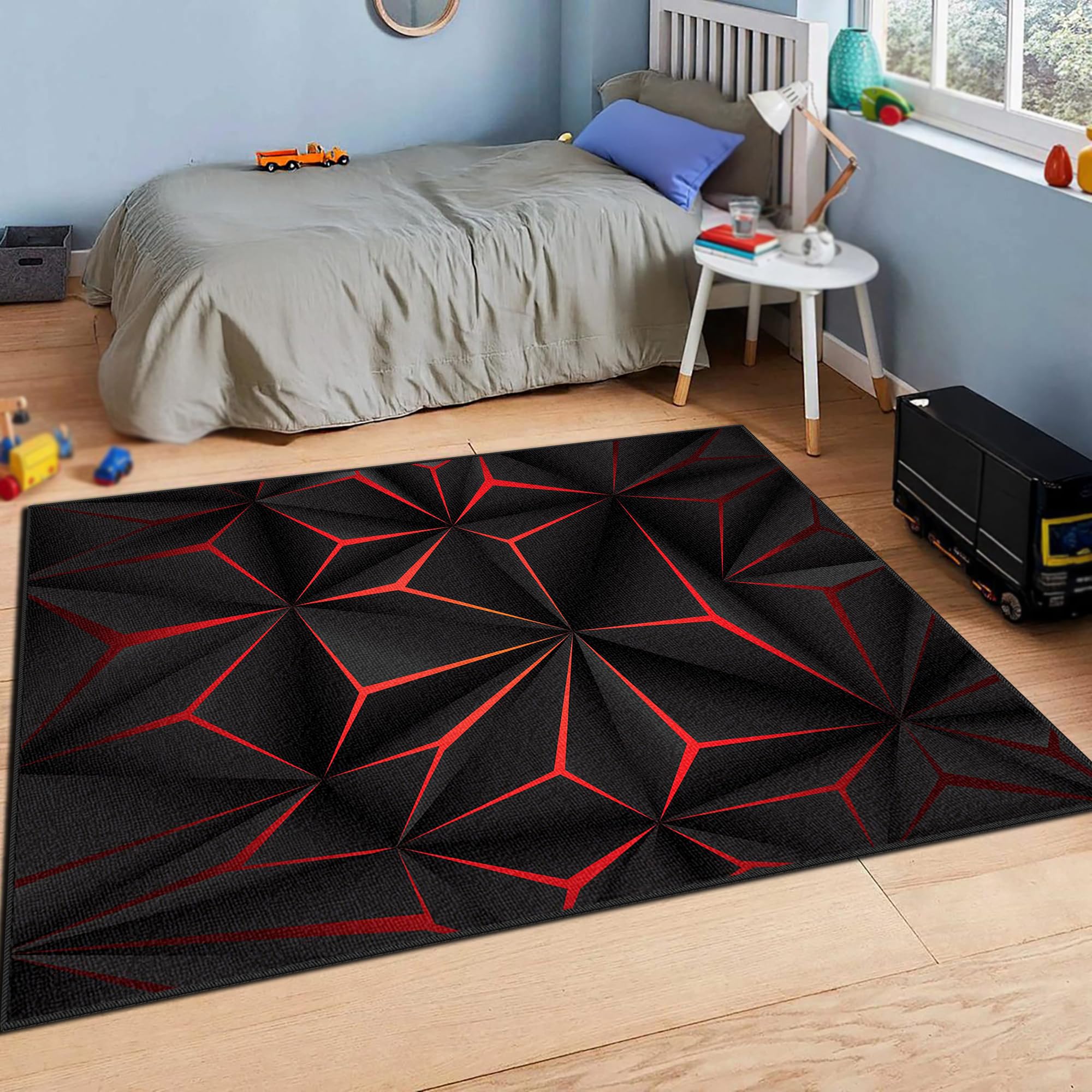 Dywanik gamingowy 200 x 230 cm, do sypialni chłopców, 3D, dekoracja pokoju dziecięcego, mata do pokoju gracza i salonu, antypoślizgowa mata do zabawy, ochraniacz podłogi, krzesło gamingowe