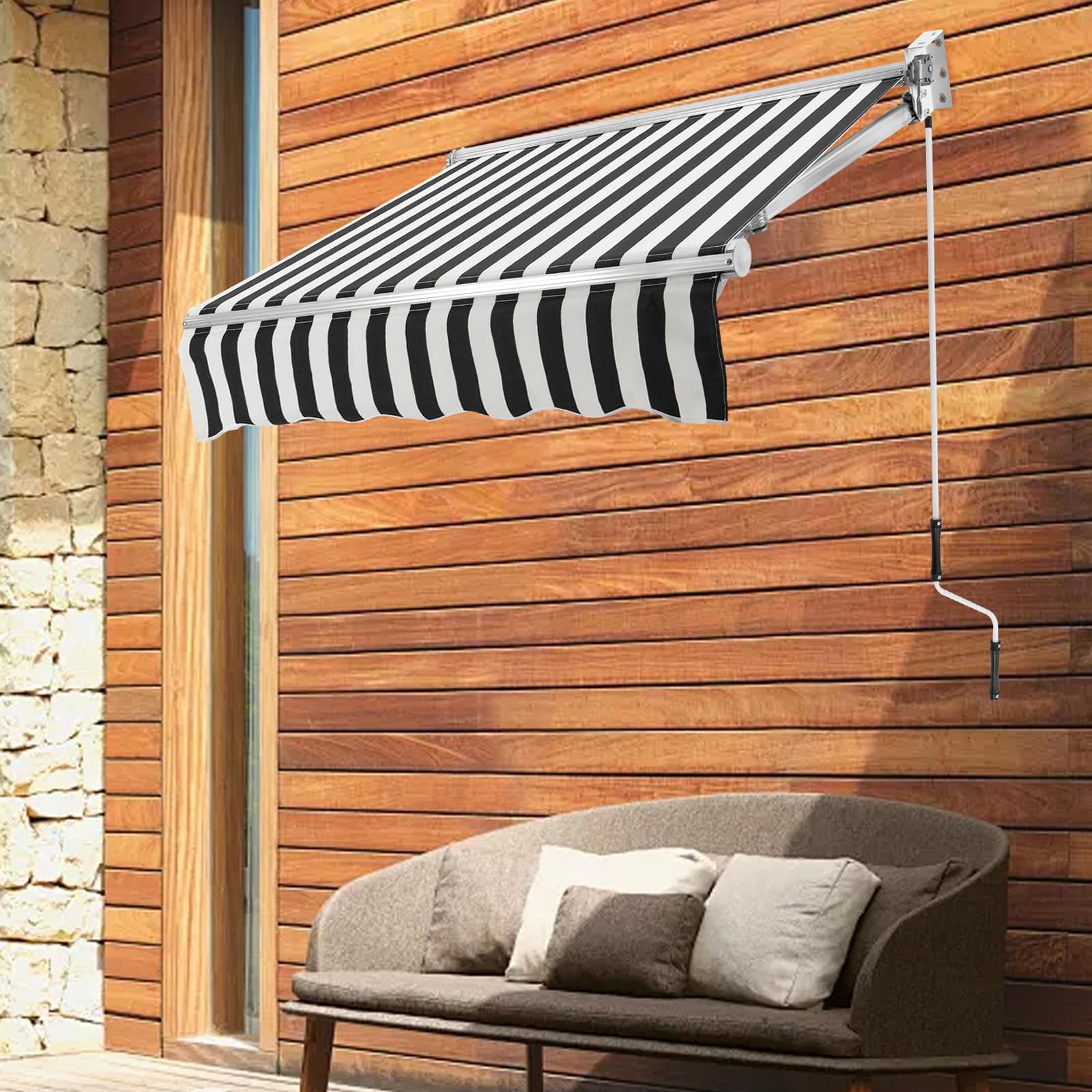 markise tür Manuell Ausfahrbare 1.5m, Tür-Fenstermarkise mit Kurbel, Wasserdicht & Sonnenschutz - UV80+, für Camping & Garten Outdoor-Camping-Hängematte, Camping-Hängematte für Erwachsene Svg Choose Option:Platform Aluminum 9/16