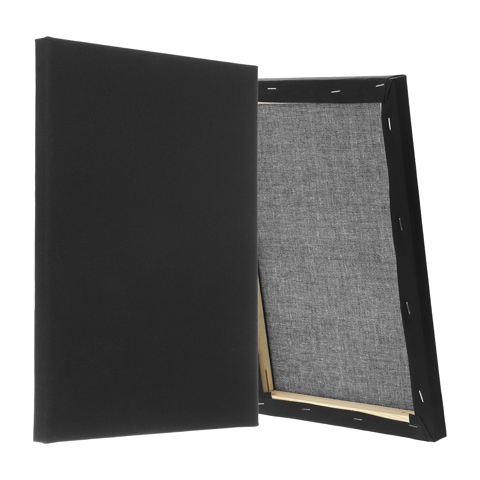 PATIKIL Lienzo estirado negro, 2 lienzos grandes de 18 x 24 pulgadas para pintar lienzos en blanco de algodón imprimado para acrílicos, pinturas al óleo y acuarelas