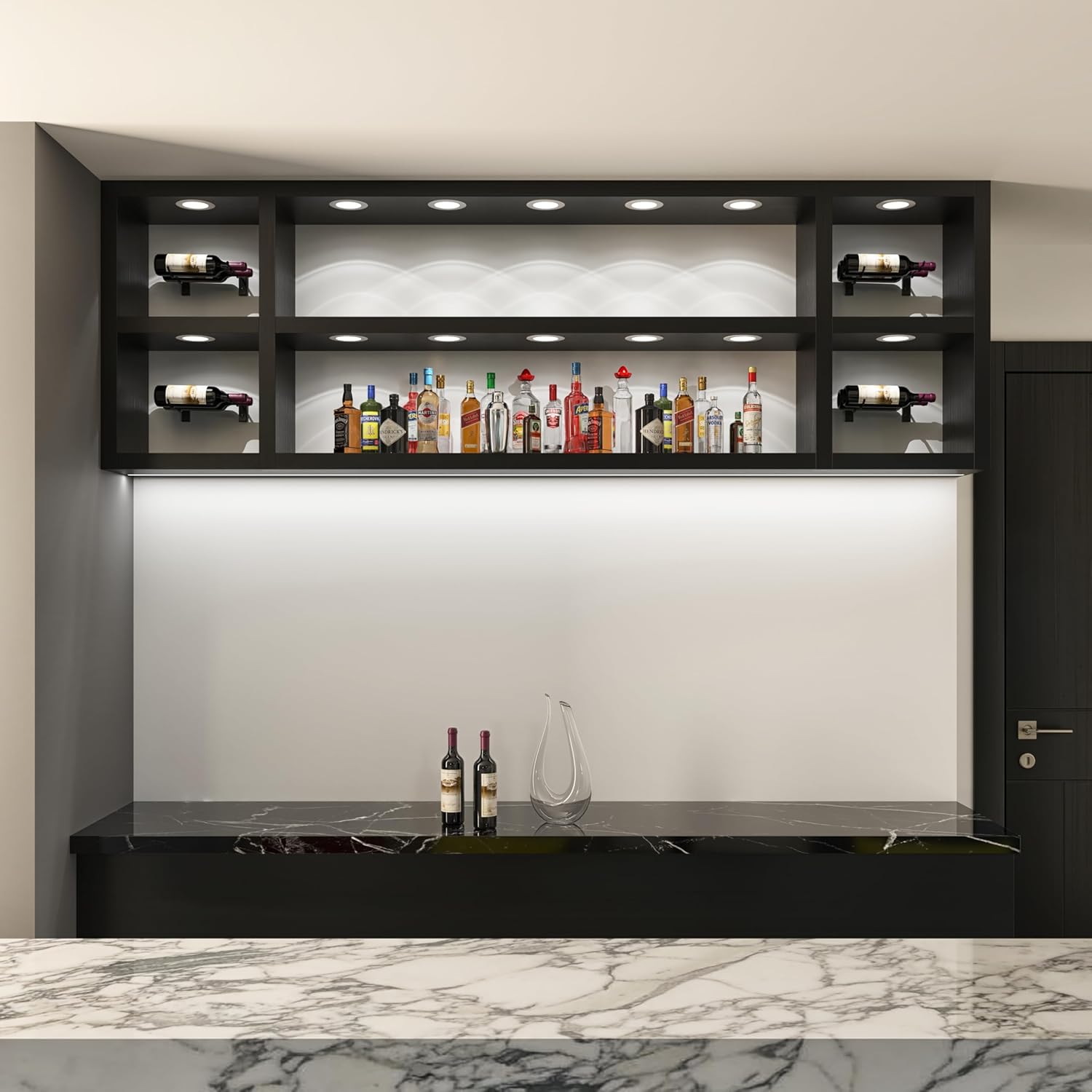 VintageView W Series Bottle Height Wall Mounted Metal Wine Rack (Golden Bronze (Luxe), Single Depth (1 Bottle))