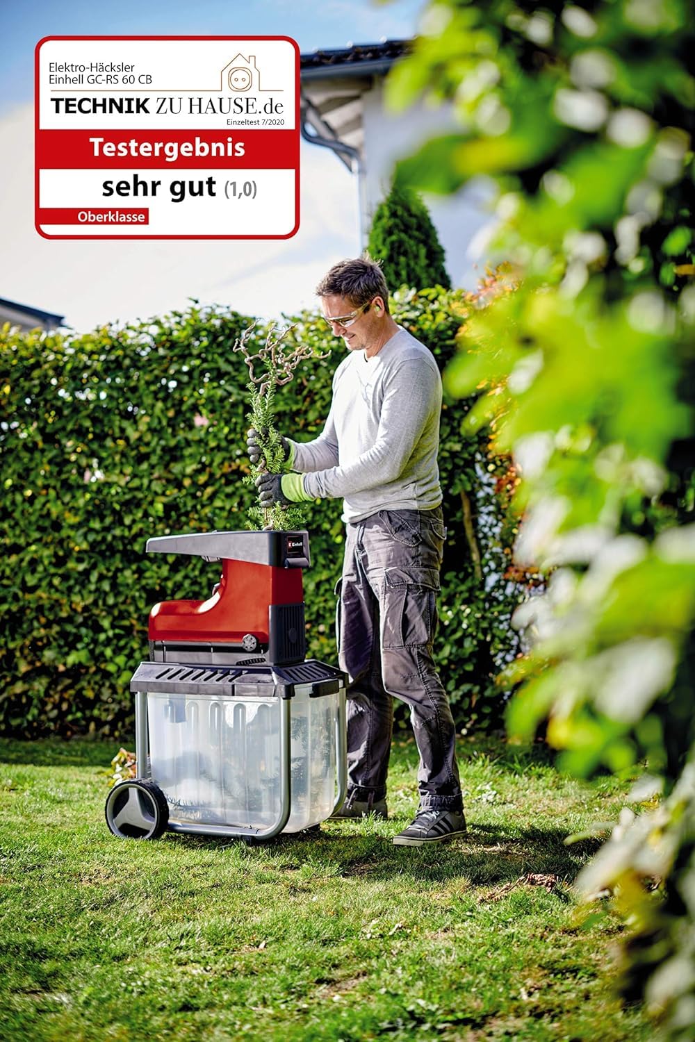 Einhell GC-RS 60 CB Elektro-Leisehäcksler 2800 W 45 mm Schneidwalze 60 L Fangbox