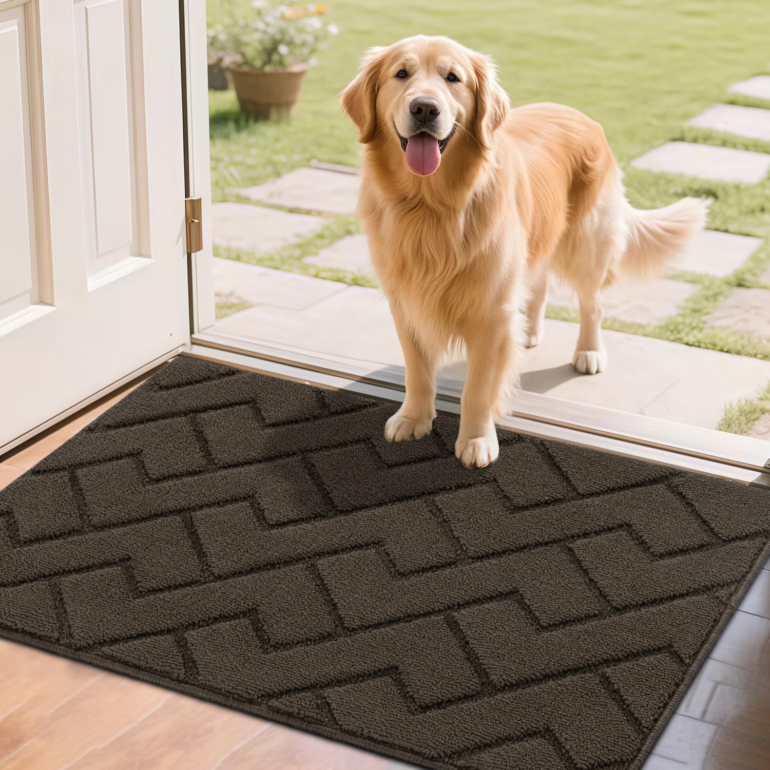 Biscpro Door Mats Indoor,Dirt Trapper Mat Absorbent Non-Slip Low Profile Doormat for Entrance,Inside, Kitchen,Front Door Mat Washable for Pets and Dogs— 50x80cm,Grey — view 21