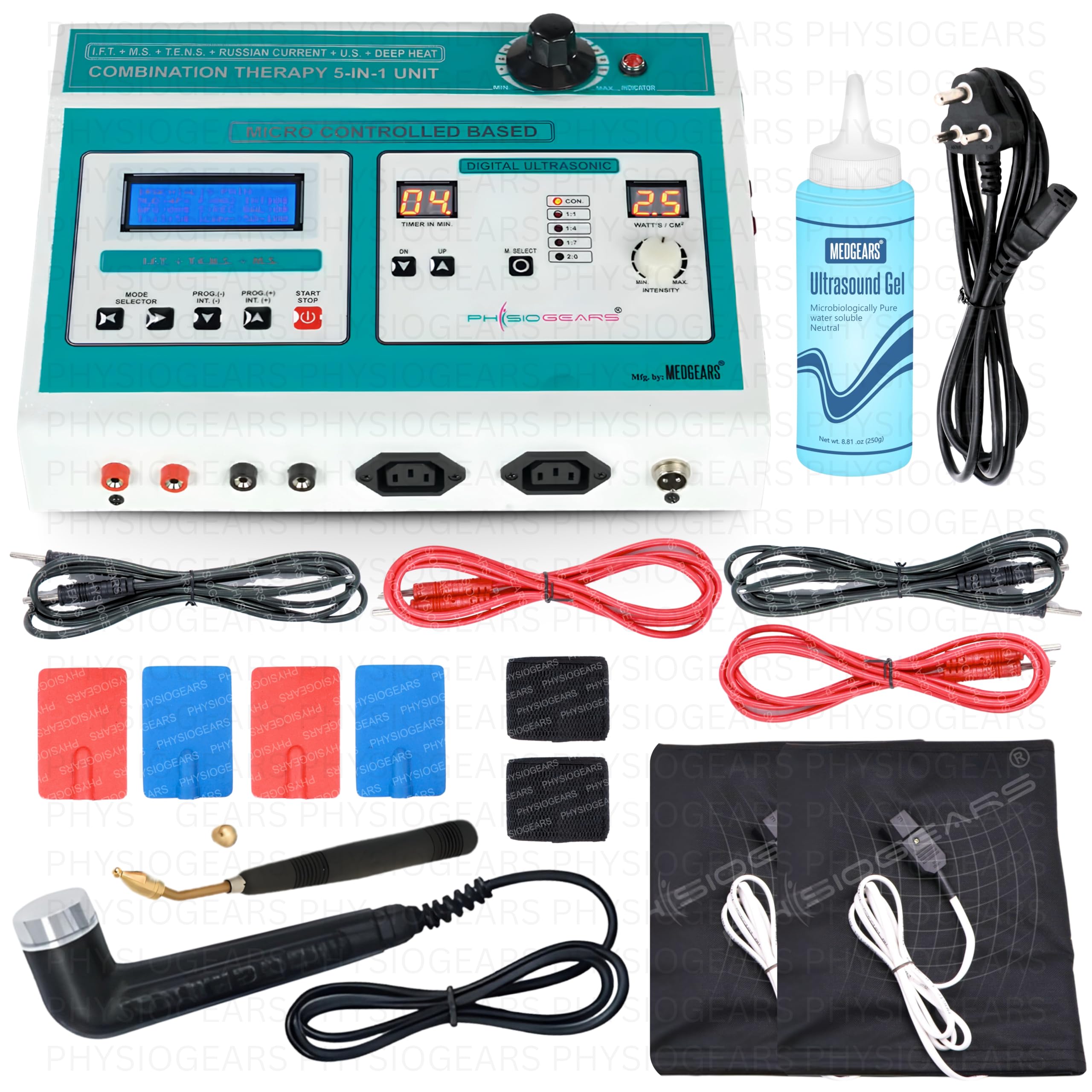 Physiogears 5 In 1 IFT MS Tens Ultrasonic Deep Heat Physiotherapy Machine Electrotherapy Combo Physiotherapy Machine with one Year Warranty For all Pain Relief Device (Electrode Pad)-picture-15