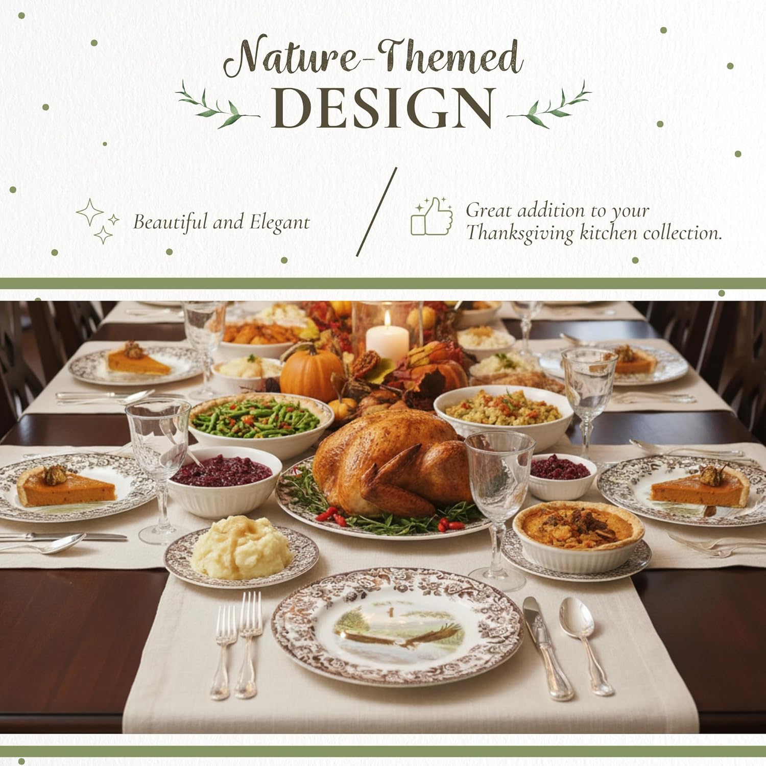 Spode Woodland Salad Plate, Bald Eagle, 8” | Made in England | Ideal Hunting Cabin Décor | Microwave and Dishwasher Safe