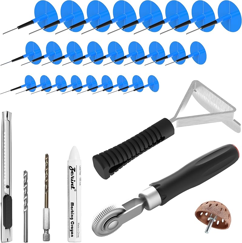 Tire Repair Patch Plug Kit (3 Sizes: 1/6" x1 3/8"/1/4" x1 3/4"/3/8" x2 3/8") with Complete Tool Set for Car/SUV/Motorcycle Tire Puncture Repair
