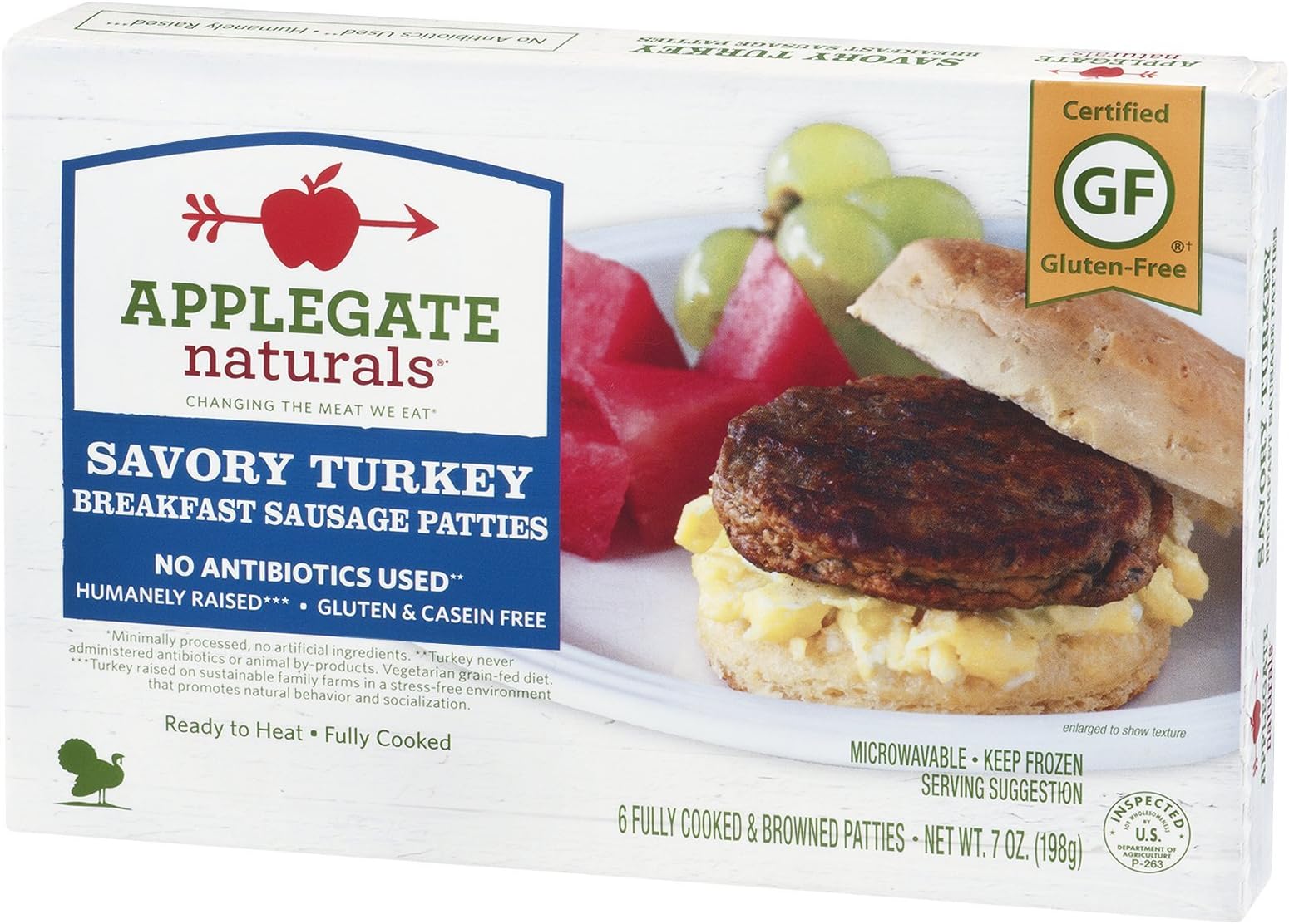 Applegate Naturals Breakfast Sausage Patties Savory Turkey - 6 CT